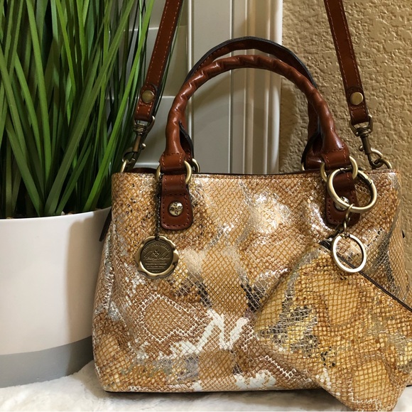 Patricia Nash Leather Metallic Python Crossbody bag - Picture 1 of 15